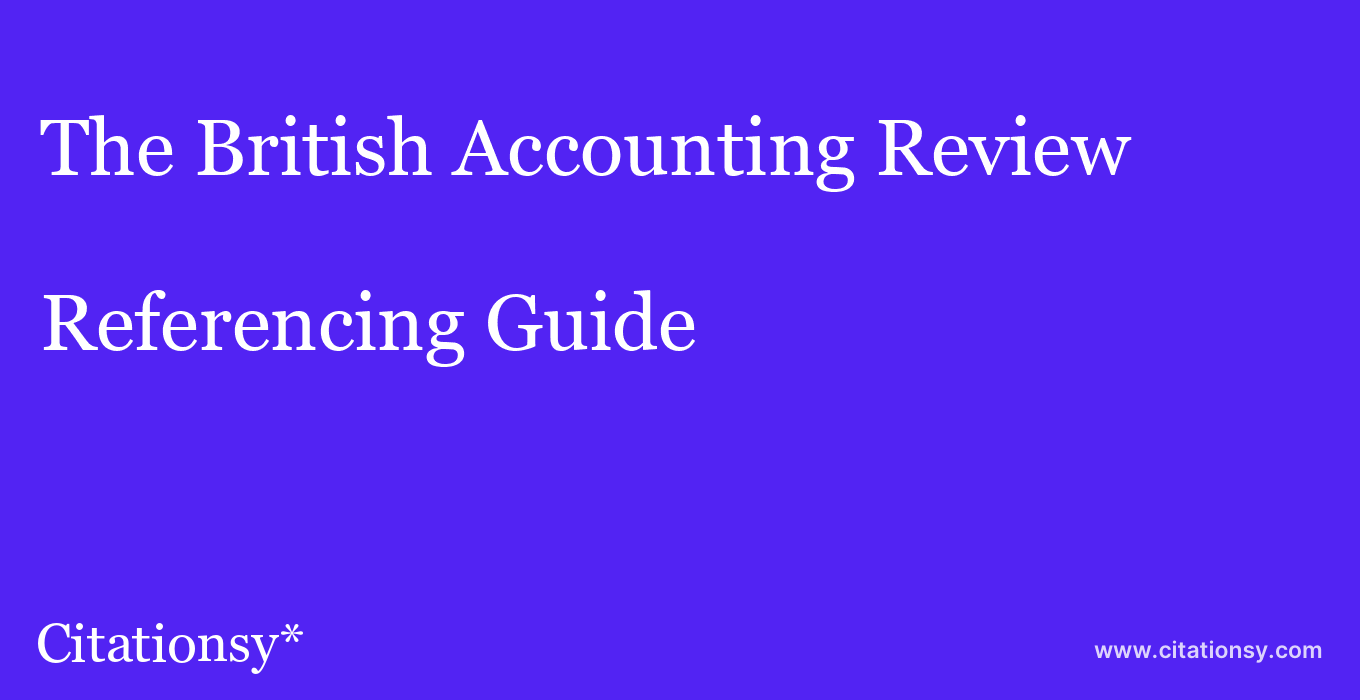 cite The British Accounting Review  — Referencing Guide